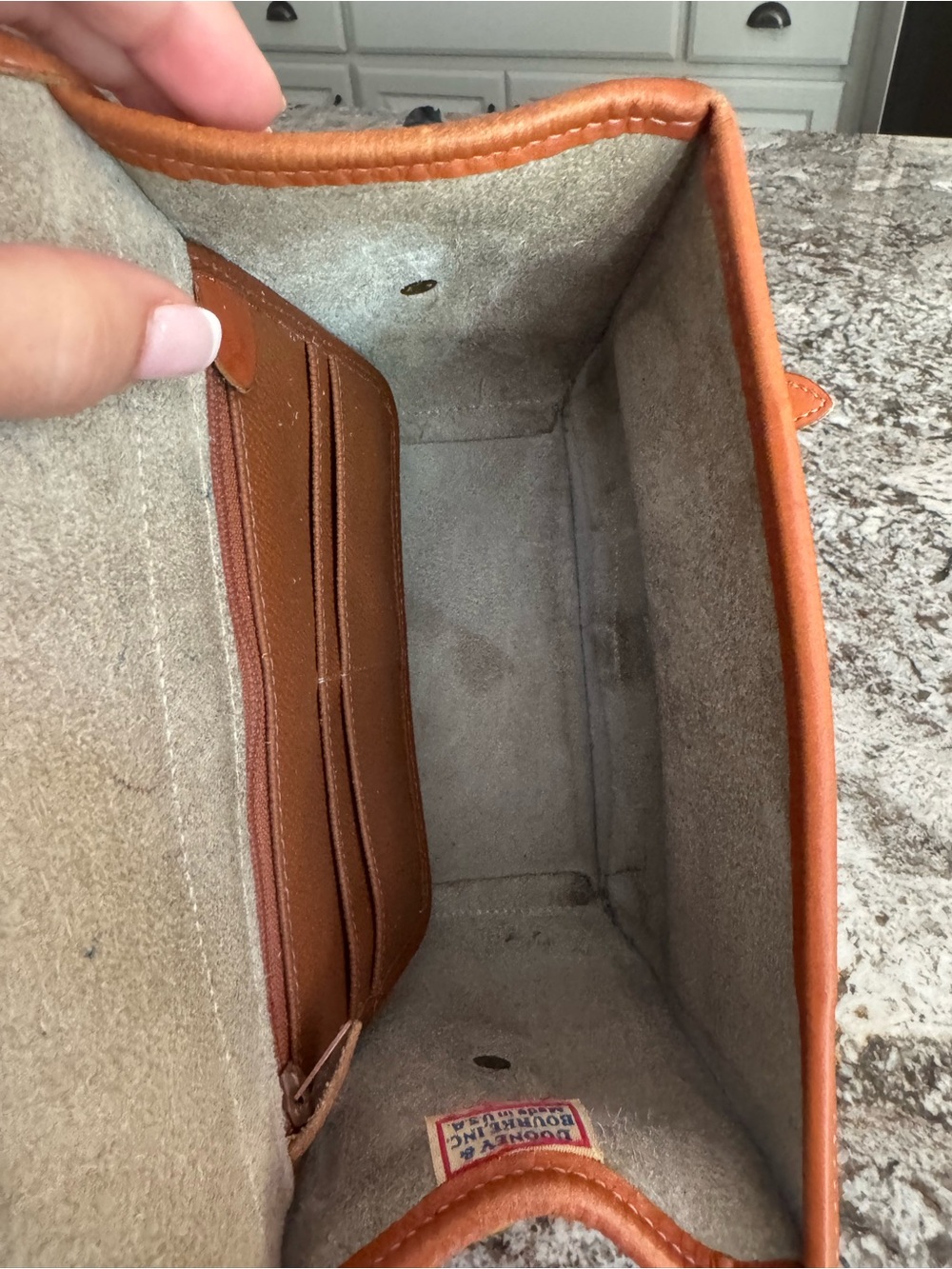 Dooney & Bourke Cream and Tan Pebbled Leather Crossbody - Picture 8 of 9